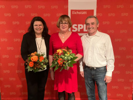 Die nominierten Kandidatinnen Andrea Mickel und Michelle Harrer zusammen mit UB-Vorsitzenden Dr. Bernd Weber