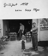 Grillfest des Ortsvereines 1978 in Ochsenfeld - vorne 1. Vors. Adolf Hochrein, am Grill Josef Mögn
